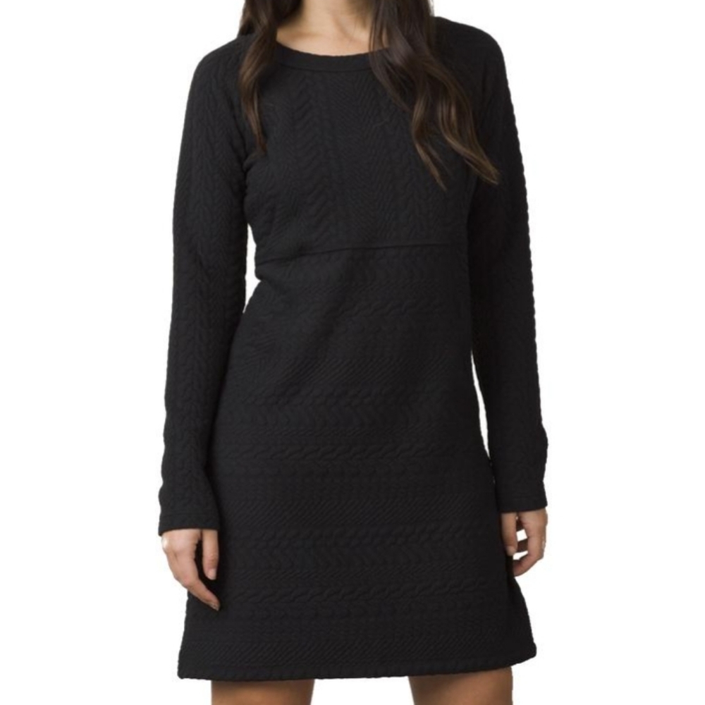 Prana Black Macee Jacquard Textured Knit Shift Dress. Size S